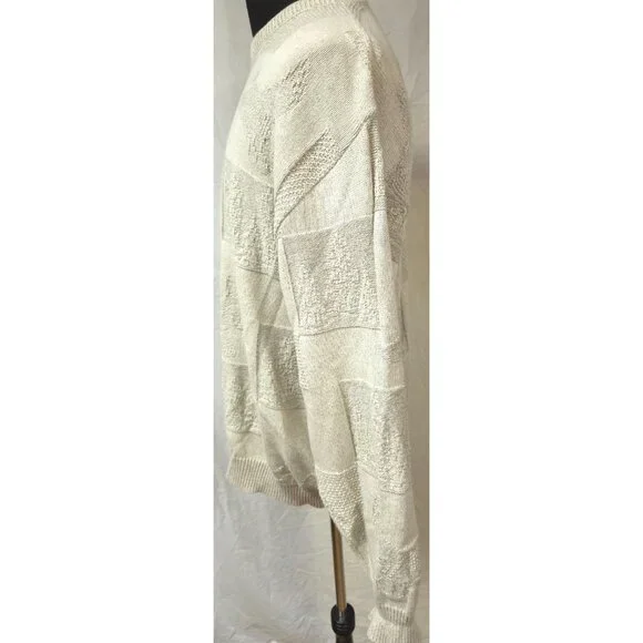 Vtg Croft & Barrow Sweater Mens XL Cream Ducks Tree Embossed Graphic USA Sweater - Picture 6 of 14